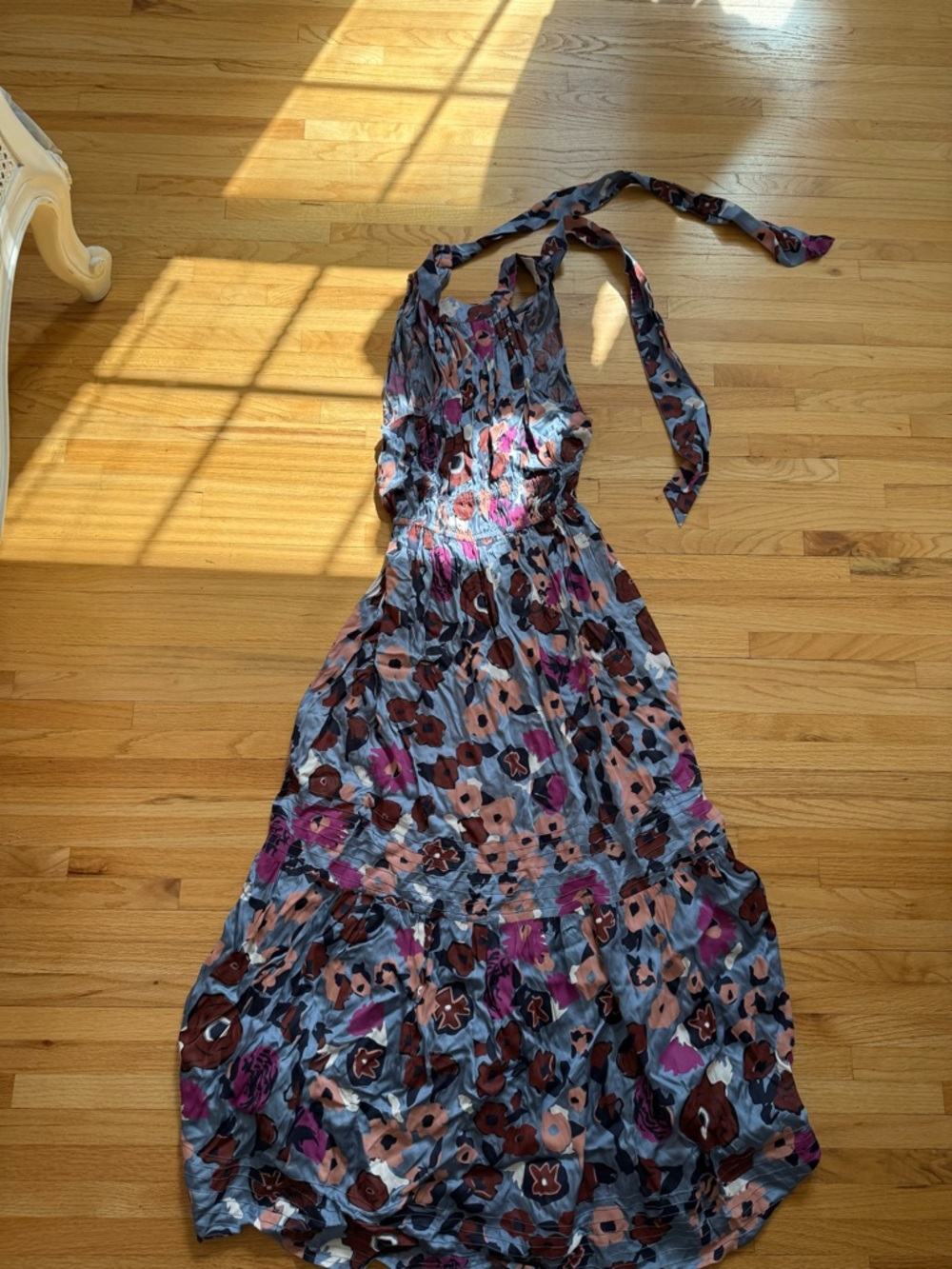 New Cleobella Iman Waterlily Blue Purple Floral Ankle Dress